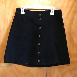 Black H&M Button-Up Suede Skirt